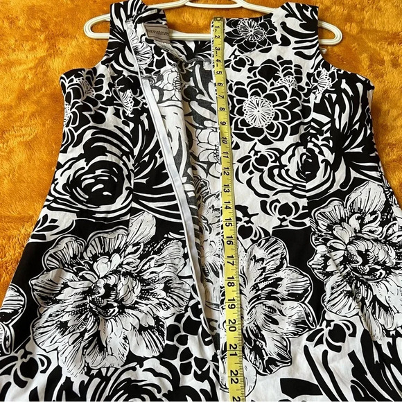 KARIN STEVENS Women Dress 12 Floral Black White Slip Preppy Sheath Cotton Modest - Picture 16 of 17